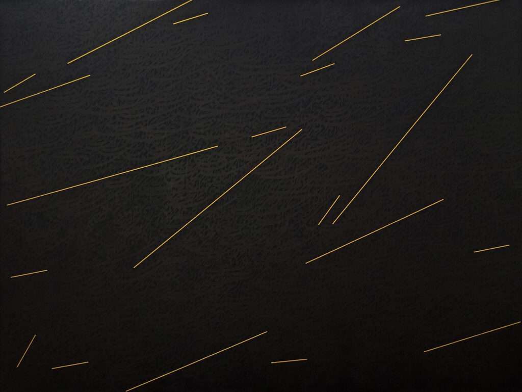 Boundless Consideration, 2023, abstract text-based painting by Muzzumil Ruheel